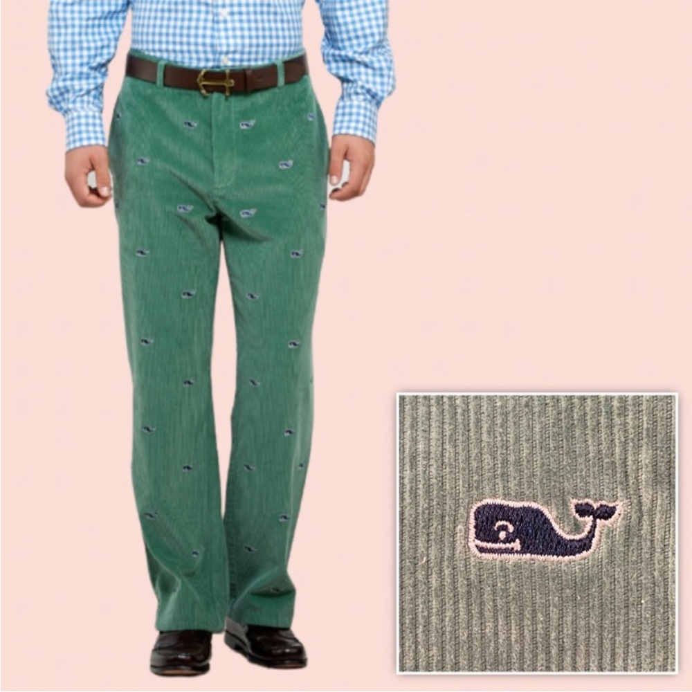 Men’s Vineyard Vines Whale Embroidered Corduroy Club Pants, Size 36 x 30